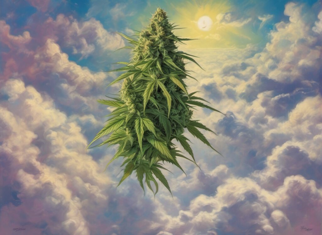 schwebende Cannabis Blüte - Cali Weed